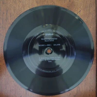 WORLD FOREIGN LANGUAGE RECORD SERIES :SPANISH RECORD 1 VINYL 45 AMERICOM VG 3-27 - Image 1 of 2