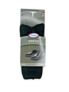 Thorlos Mens Black Dress Crew Socks size S shoe 4-6 made in USA 