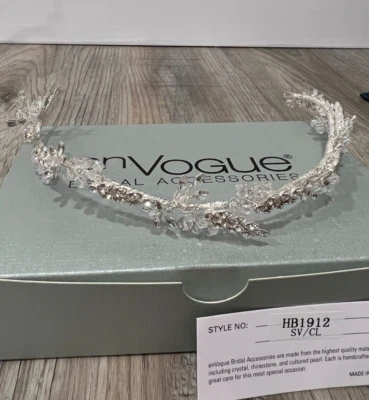 ENVOGUE Bridal Accessories Hair Piece Band Crown Princess Wedding Crystal HB1912 - Image 1 of 4