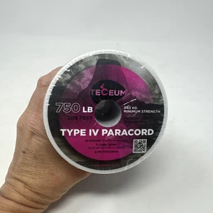 TECEUM Paracord Type IV 750 lb Black – 200 ft – 4mm – 100% Nylon Strong - Picture 1 of 3