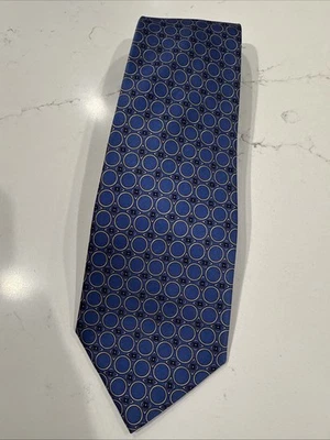 Corbata de seda Birmania Bibas para hombre corbata plegada de lujo círculos azules diseño geométrico Foto 1 de 4