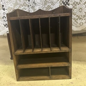 Antiker Holz Schreibtisch Organizer 7 1/2 "x 10" - Bild 1 von 6