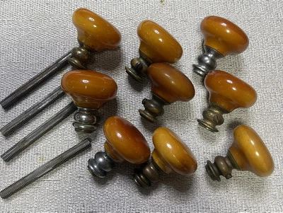 Антикварный лот из 9 бакелитовых дверных ручек Butterscotch Amber 1920-е и 4 стержня - Изображение 1 из 4