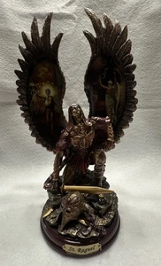 THE BRADFORD EXCHANGE ST.RAGUEL ARCANGELI SCULTURA IN BRONZO  - Foto 1 di 5