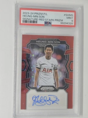 2023-24 panini prizm premier league Heung-min Son Tottenham Red Stars Auto Psa 9 - Image 1 of 2
