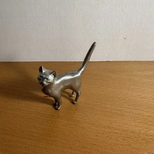Kleine Zinn Katze Katze Figur Künstler signiert Kätzchen Kätzchen - Bild 1 von 7