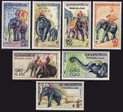Kingdom LAOS (1958 Mi#74-80 Elephants) MNH VF Cat.Val. € 36.00 - Image 1 of 2