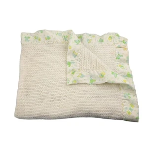 Vintage Carters Baby Blanket White Acrylic Knit Nursery Thermal Waffle Weave - Picture 1 of 7