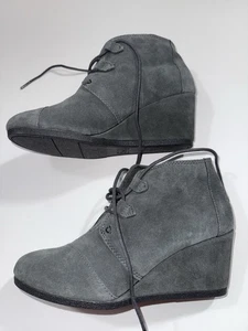 Stivaletti TOMS scamosciati stringati zeppa grigio donna misura 8,5 comodi - Foto 1 di 8