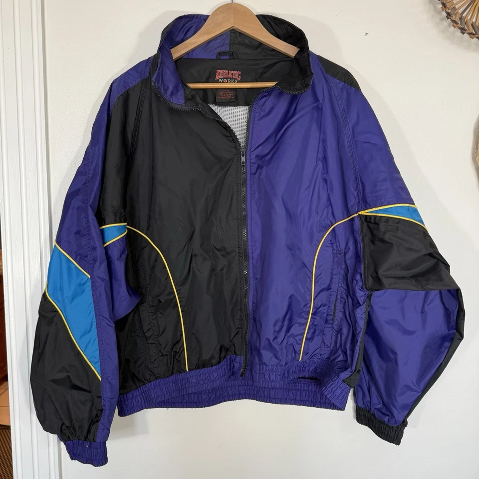Chaqueta cortavientos vintage Athletic Works XL colorblock Y2K Gorp Core para mujer Foto 1 de 4