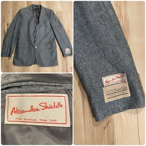 Neu Vintage Alexander Shields Seiden Blazer Sport Mantel Gr. 40R Strukturiert Blau - Bild 1 von 8