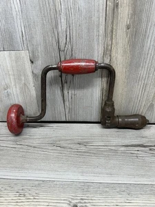 Vintage Hand Drill - Rustic Manual Tool with Red Handle - Picture 1 of 5
