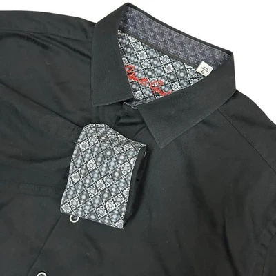 Robert Graham Shirt Mens Large Classic Fit Flip Cuff Black Paisley Button Up - Image 1 of 4