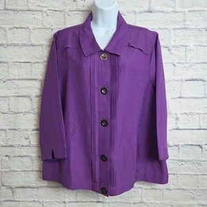 NWT Christopher & Banks Shirt Jacket Womens Size XL Linen Blend Purple - Picture 1 of 12