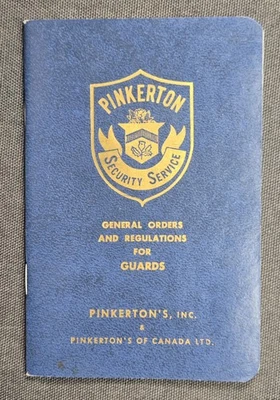 Vintage Pinkertons Security Service General Orders Guards Regulations 1973 Book - Image 1 of 4