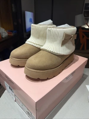 Juicy Couture Pierre Boots Brown Bow Women's Sz 7 NWT FAST VIRAL TIKTOK - Image 1 of 4