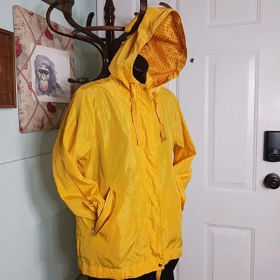 Cavalini Chaqueta Ligera con Capucha Amarillo Brillante y Negro Lunares Mujer Talla MED Foto 1 de 4