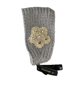D&Y Hand Knit Headwrap Beaded Gray - Picture 1 of 7