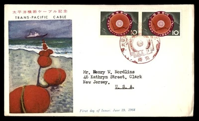 Mayfairstamps Japan FDC 1964 Map Route Trans Pacific Cable First Day Cover aau_6 - Image 1 of 2