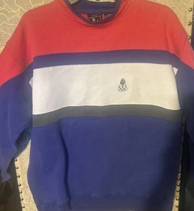 Felpa girocollo vintage Olimpiadi USA RARA rosso bianco blu TAGLIA MEDIA - Foto 1 di 7