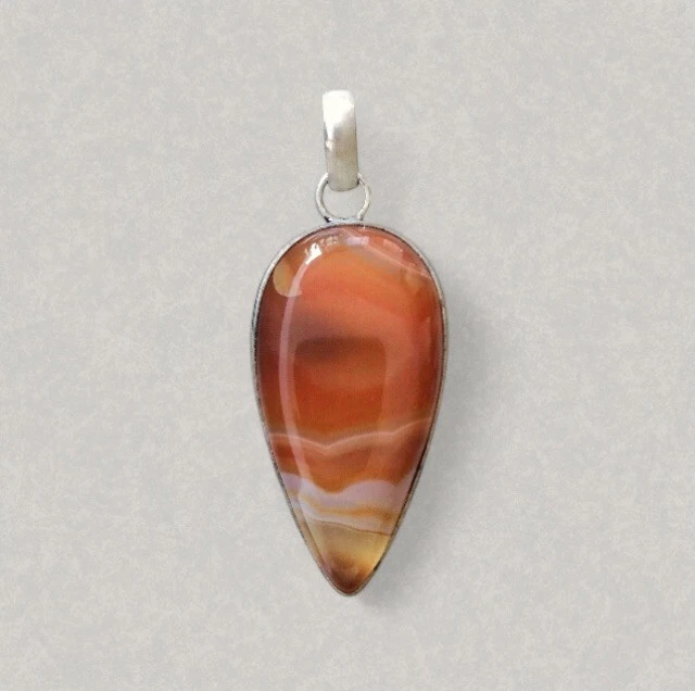 Cristal de Sardónica Natural - Collar Colgante - Plata de Ley Bañada 925 Foto 1 de 1