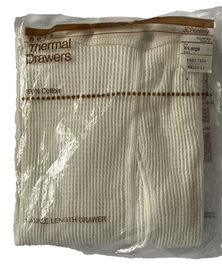 Vintage JC Penney 1970's Cotton Thermal Drawers Boys XL (Long Johns) NIP Cotton - Image 1 of 4