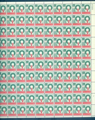 US 1205 Christmas Wreath, Complete Sheet/100 Full Margins, Mint VF-XF NH - Image 1 of 2