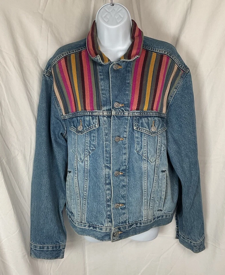 Chaqueta Denim Vintage Calvin Klein Southwest Grande Hecha en EE. UU. Arco Iris Azteca Foto 1 de 4