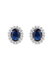 1.00 Ct Sapphire & Lab Grown CVD Diamond Stud Earrings 925 Solid Silver - Picture 1 of 5