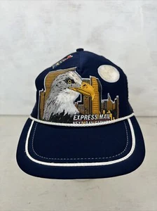 USA Express Mail Eagle Vtg Postal Uniform Snapback Hat 1980s 90s Trucker Cap-USA - Picture 1 of 8
