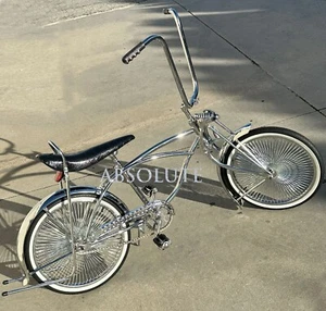 VINTAGE LOWRIDER 20" CHROME 144 SPOKE RIMS W/ ORIGINAL WHITEWALL BRICK TIRES. - Picture 1 of 7