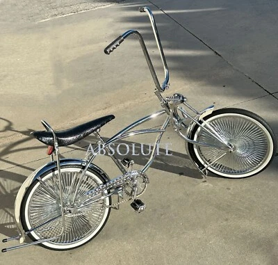 LOWRIDER COLLECTION 20" CHROME 144 SPOKE RIMS W/ ORIGINAL WHITEWALL BRICK TIRES. - Image 1 of 4