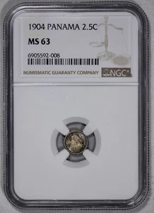 1904 Panama PIL 2.5 Centesimos NGC MS 63 Toned - Picture 1 of 4