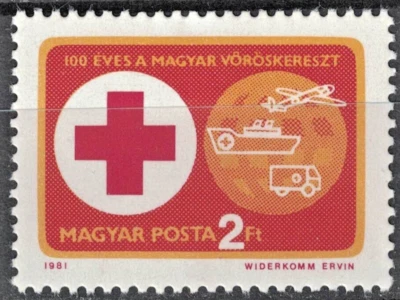 HUNGARY:1981 SC#2694 MH Hungarian Red Cross cent.  AJ448 - Image 1 of 2