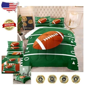 Vibrant Football Field Twin Comforter & Pillow Sham Set - Year-Round Comfort - Picture 1 of 10