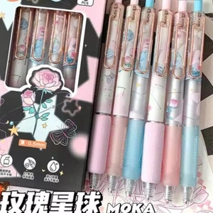 Roses & Planète Stylo Gel Pastel 1x Pièce Kawaii Noir Rose Moka - Picture 1 of 3