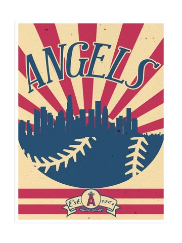 Los Angeles Angels Poster Print Sunset Wall Art Man Cave Decor 12x16" Cover