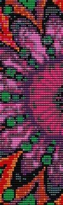 Hot Pink Blume Manschette Armband Perlen Webstuhl Muster von Karen Zumbrun - Bild 1 von 3