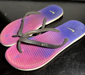 Women's Nike Flip Flops Sandals Size 5Y Purple and Blue Used Condition - Picture 1 of 5