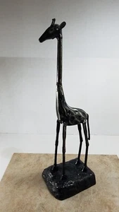 Metal Giraffe on Base Black Silver 13” tall (VBM0490) - Picture 1 of 7