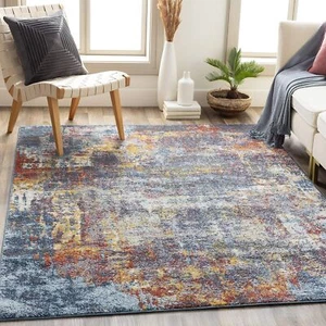 Livabliss Eira Modern Abstract Area Rug,6'7" x 9',Blue/Orange Blue / Orange - Picture 1 of 5