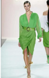 Sergio Hudson Blouse Silk Bodysuit Sz6 Green $595 - Picture 1 of 9