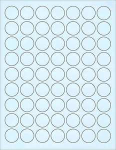 6 SHEETS 1" ROUND CIRCLE BLANK BLUE STICKERS 378 LABELS, ALL PURPOSE, CRAFTS - Picture 1 of 1