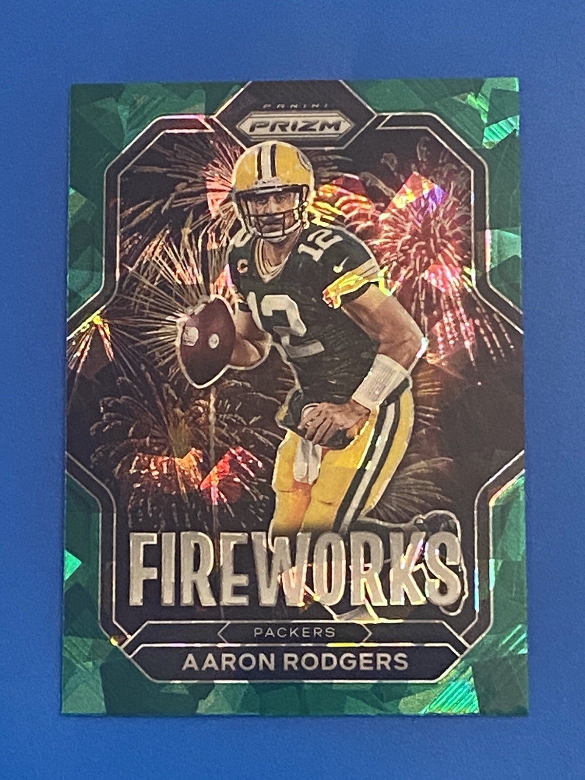 2022 Panini Prizm #F-1 Aaron Rodgers Fireworks GREEN CRACKED ICE PRIZM Jets