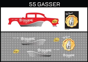 HotWheels(1/64),55Gasser"Bundaberg Red&Cola"Waterslide,PrintedWhiteFirst,Decals - Foto 1 di 5