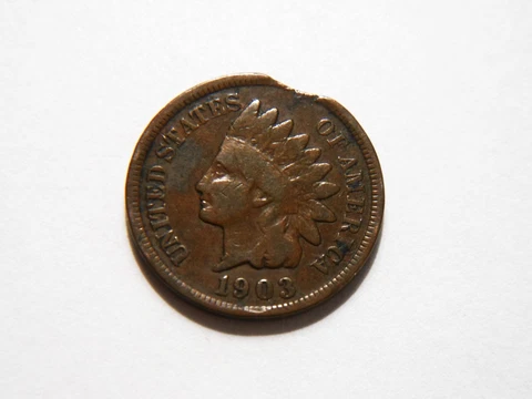 1903 VG+ Indian Head Cent with a Clipped Planchet Error, Nice *Low Priced* Error Cover