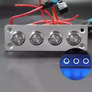 Panel de interruptor basculante marino de aluminio de 4 velocidades - precableado con indicador LED azul... - Imagen 1 de 7