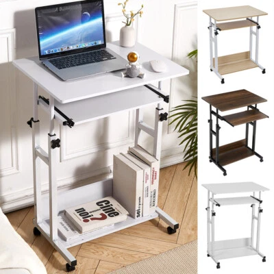 3 Tier Adjustable Height Mobile Computer Desk Laptop W/Shelves &Keyboard Tray - Image 1 of 4