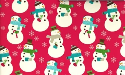 Hallmark Wrapping Paper Christmas Snowman on Red 90 sq ft Jumbo Roll Holiday - Image 1 of 4
