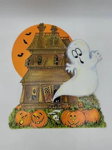 Ghost Haunted House Cut Out Vintage Halloween Decoration Cardboard. M1 - Picture 1 of 8